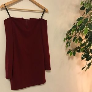Lulus Wine Red Bodycon Off-Shoulder Dress